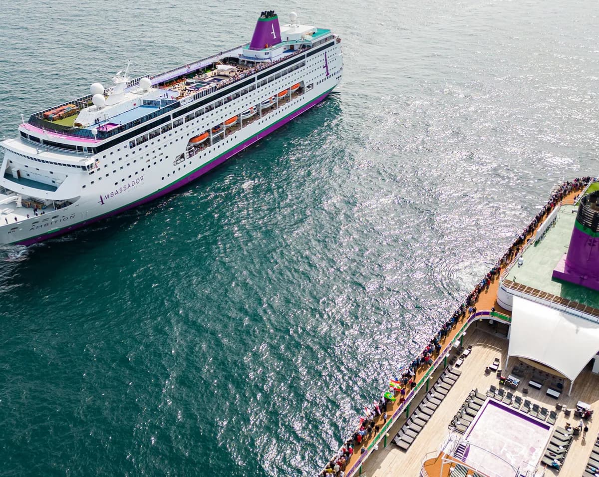 Ambience and Ambition ship meet-up drone images