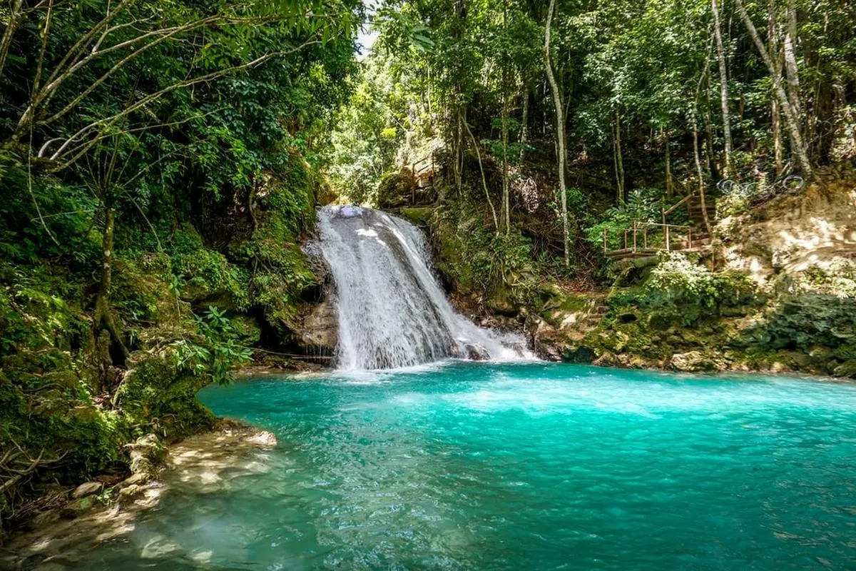 Beautiful Jungle Blue Hole Waterfalls in Jamaica, Ocho Rios