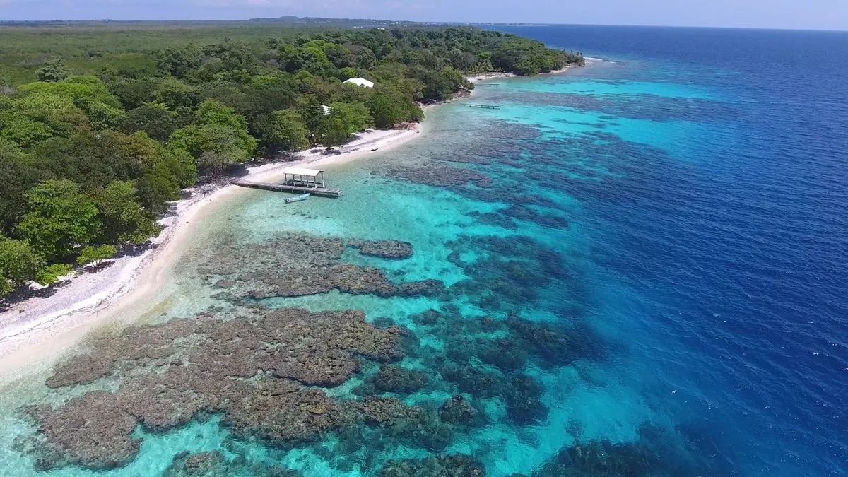 Aerial view of some of the Mesoamerican Reef