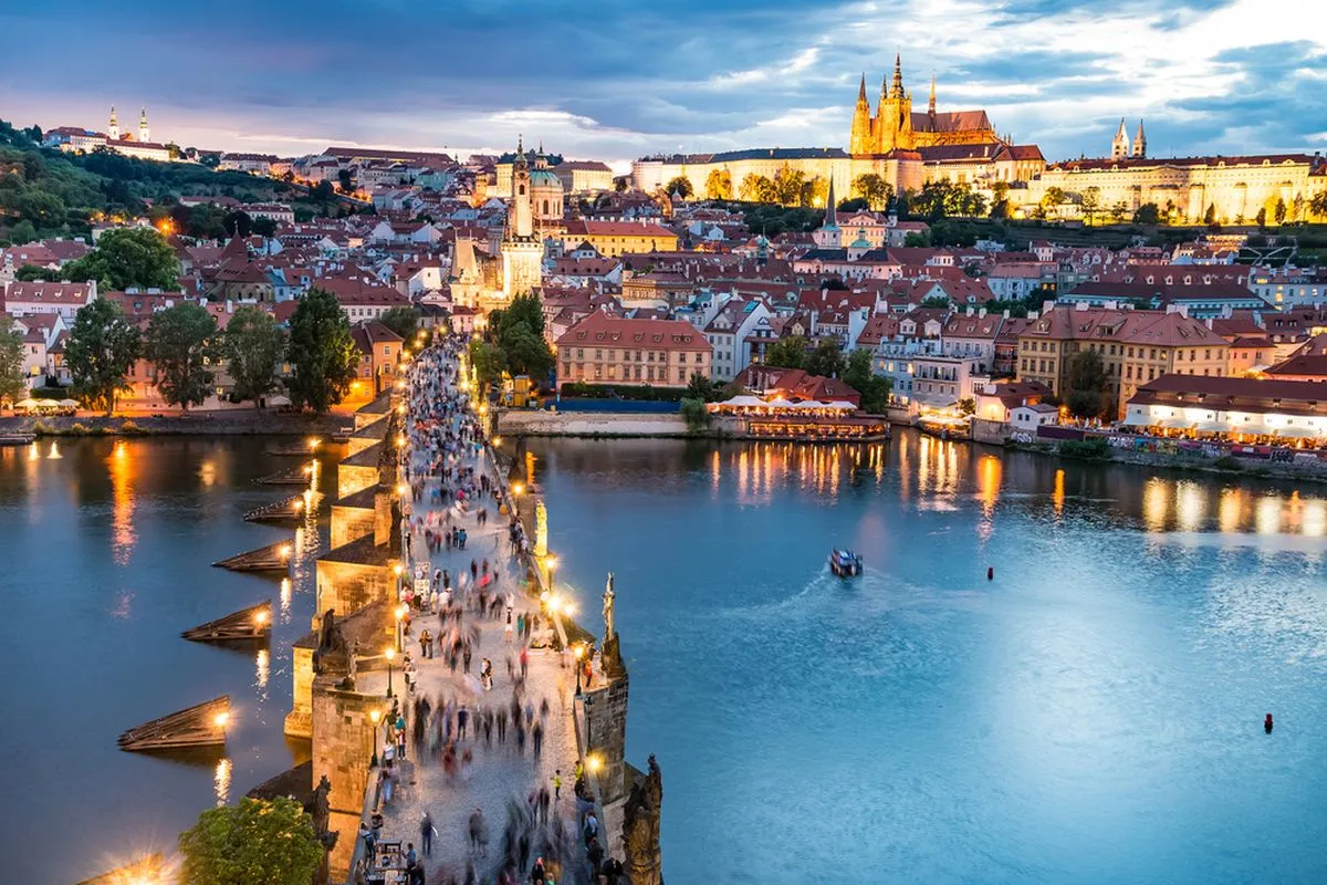 Charles Bridge looking onto Prague