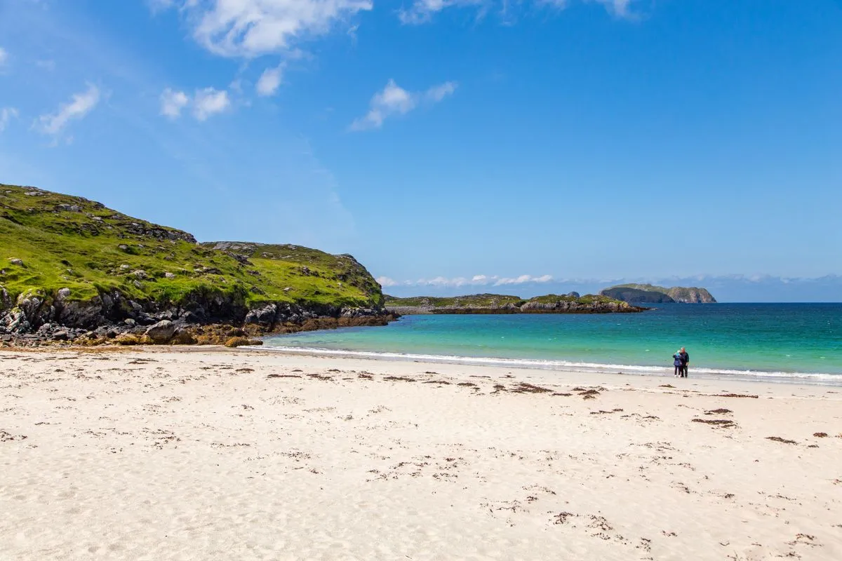 Beach in the sunshine at Stornoway, Outer Hebrides, Scotland