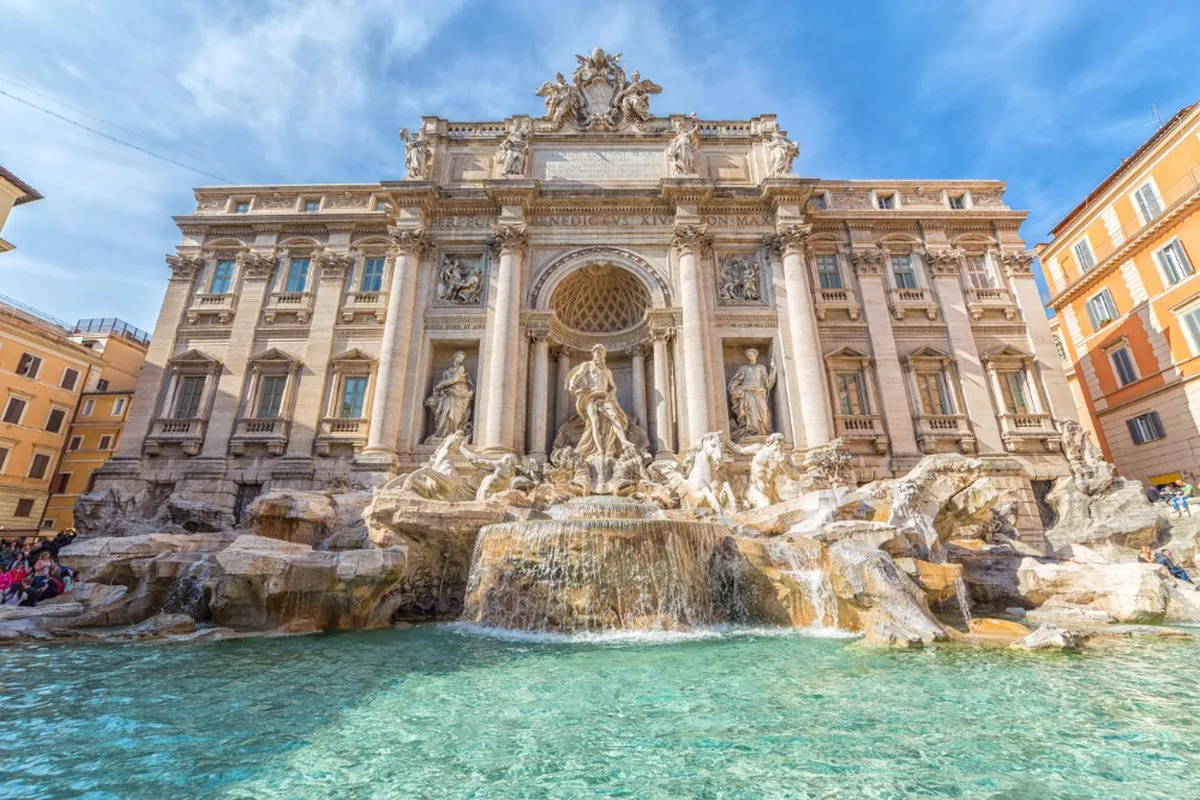 View of the Trevi Fountain in Rome