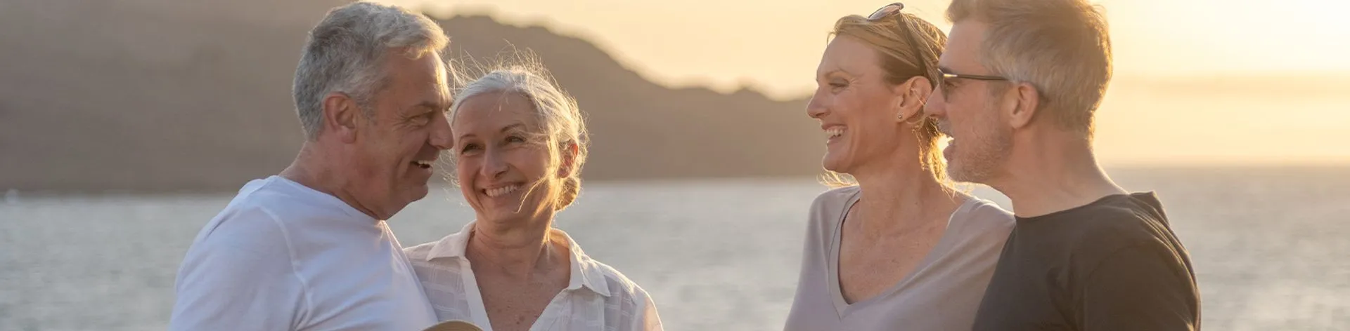 Group of friends enjoying a sunset