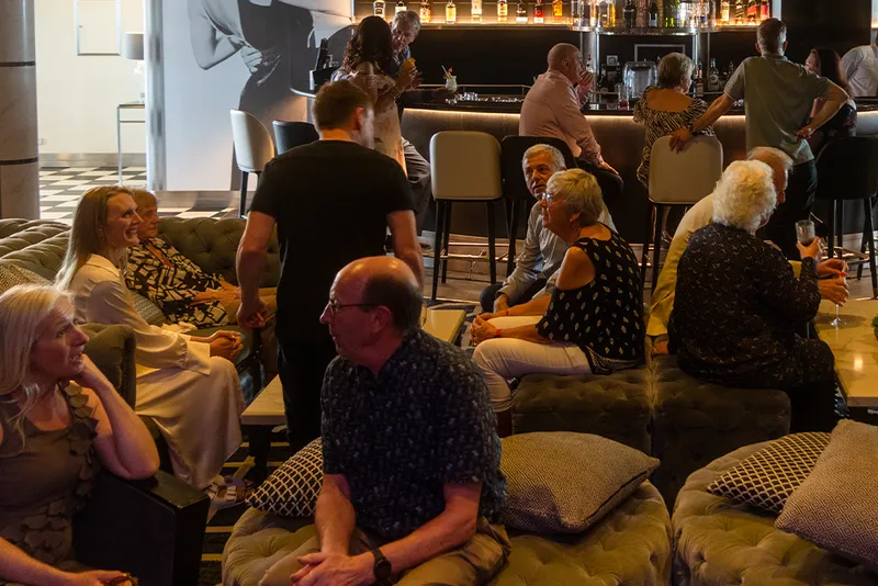 Groups of people socialising in Raffle Bar