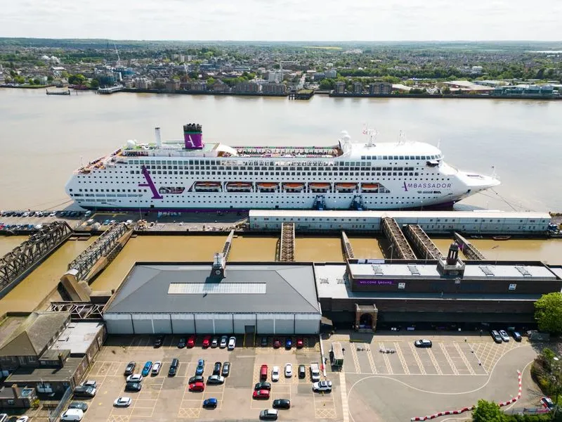 View of the London Tilbury Port and a part of the parking spaces