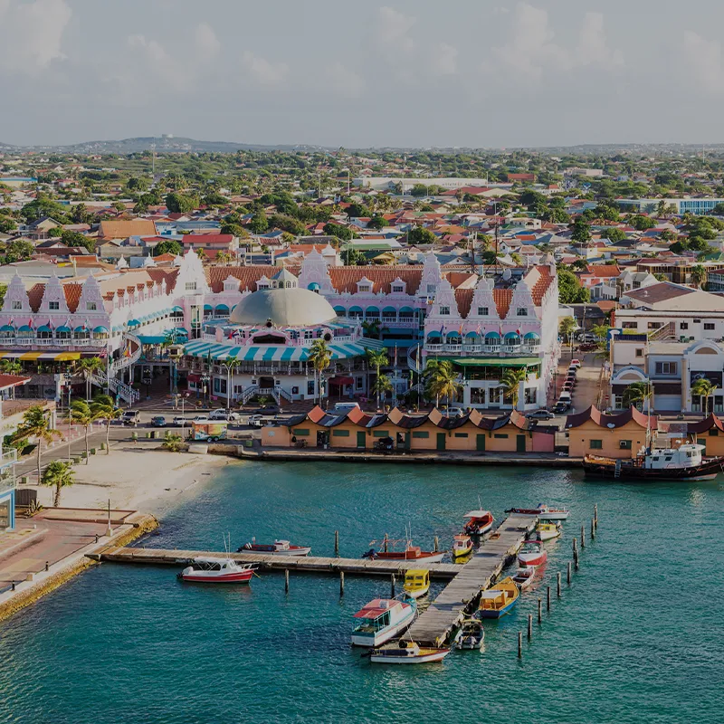 Colorful buildings in Oranjestad on the island of Aruba