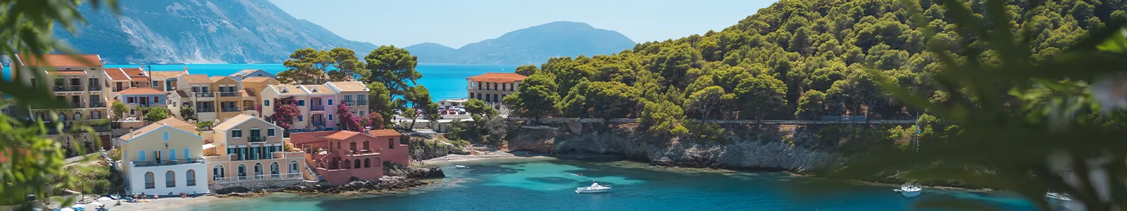 Assos town on Kefalonia Ionian island in Greece. Summer travel vacation
