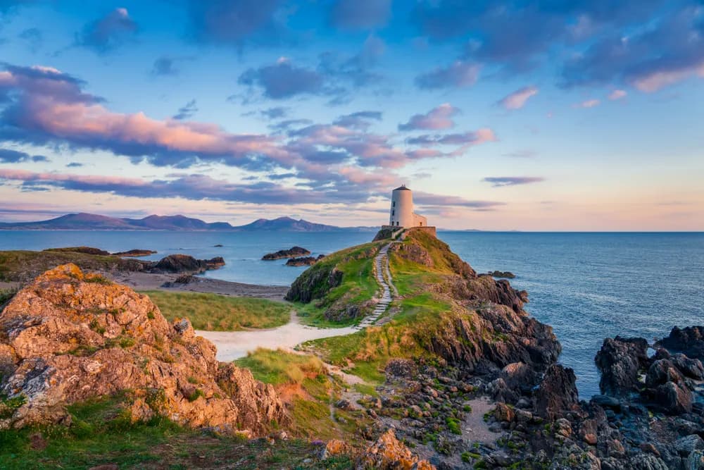 View of historic building on British coast