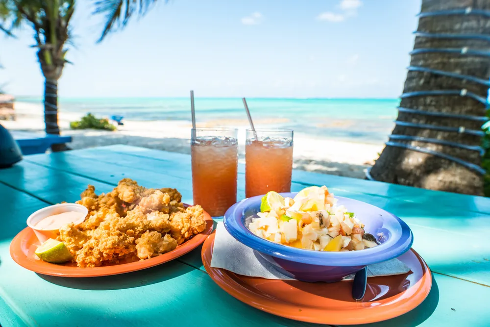 Conch fritters and conch salad