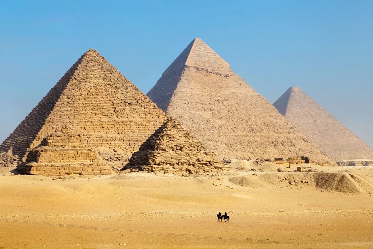 View of the Pyramids near Cairo city in Egypt