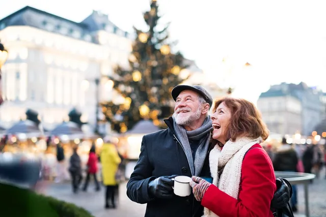 Couple on Christmas market cruise