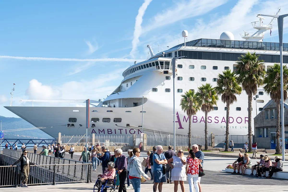 Ambition cruise ship in the port of Vigo, Spain