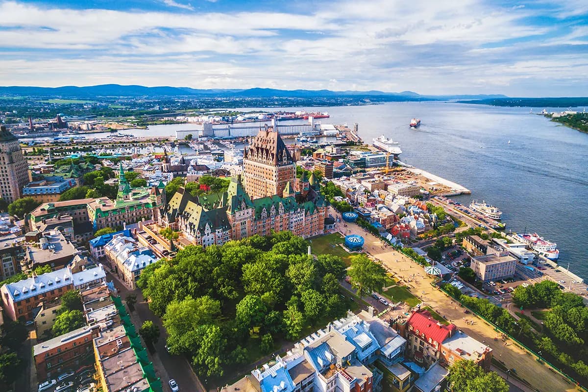 Aerial view of Chateau Frontenac Hotel Quebec City Canada
