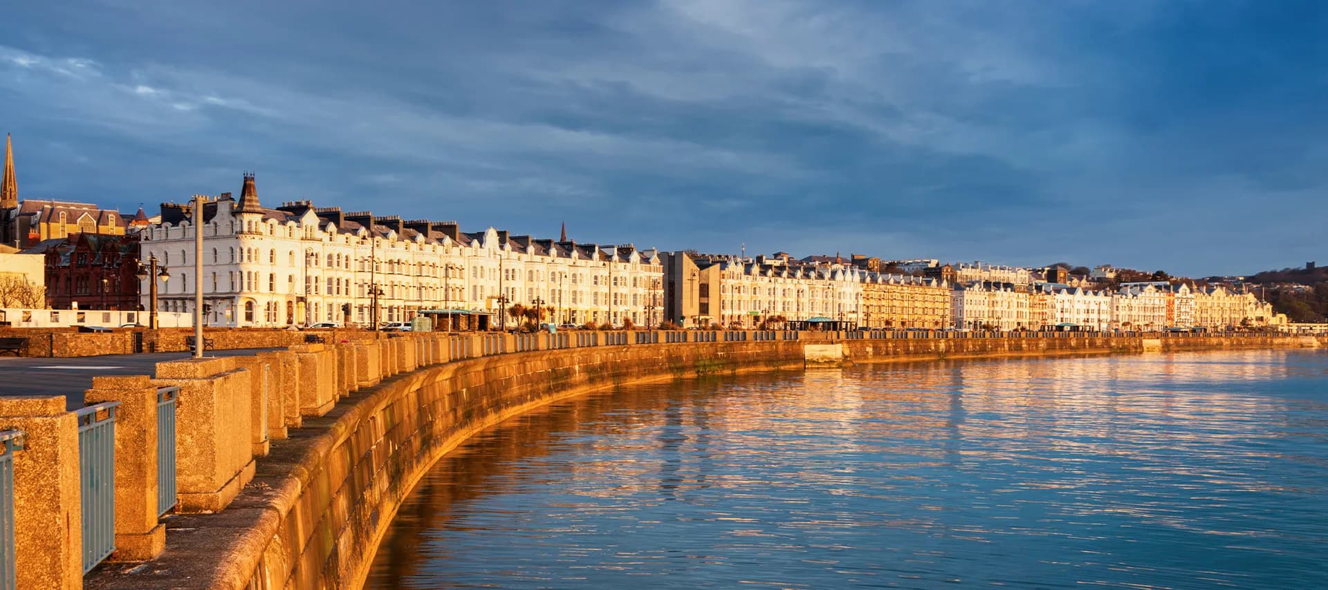 Panorama of Douglas at sunrise. Douglas, Isle of Man
