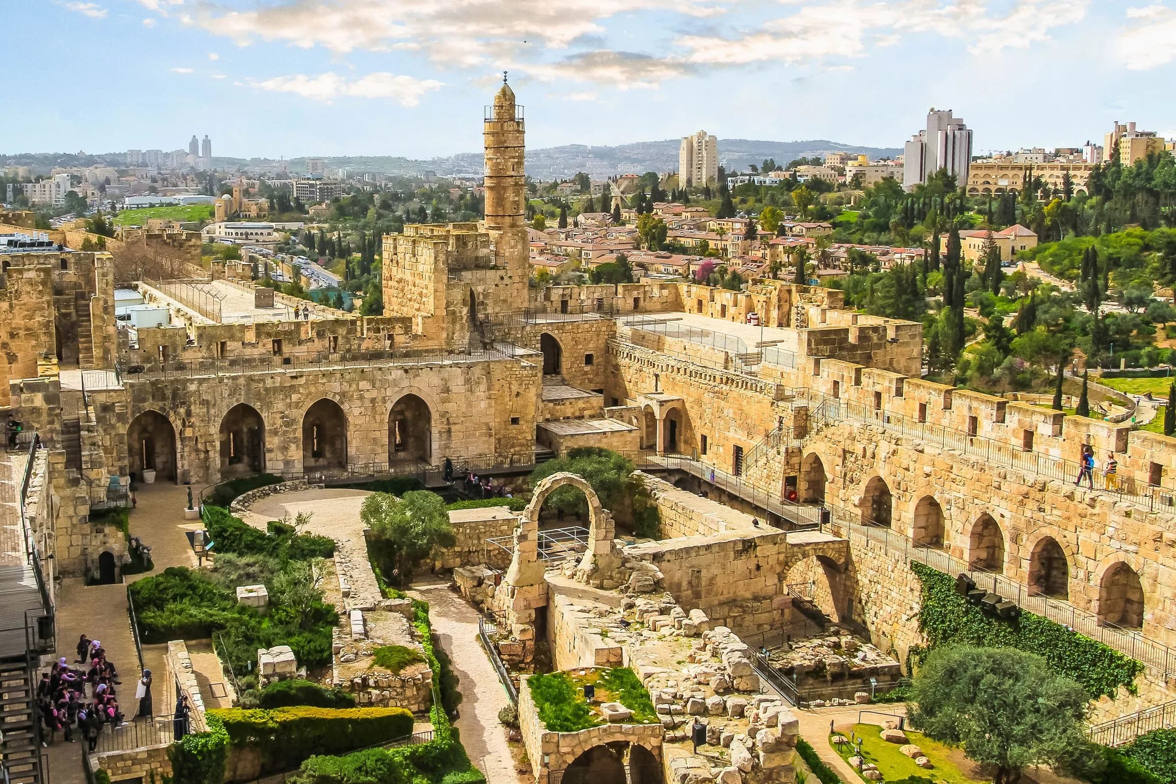 The panoramic view of the ancient citadel Tower of David in Jerusalem, Israel.