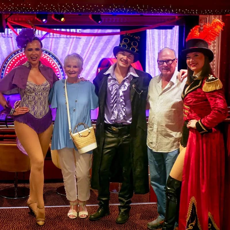 Glenys and Ian with the Entertainment Team