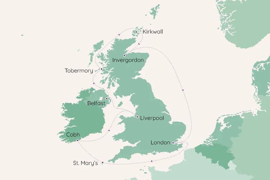 Route map for Autumnal Legends of the British Isles