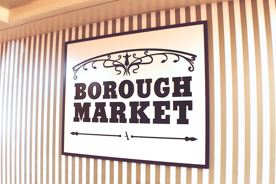 The signage for Borough Market onboard an Ambassador cruise ship