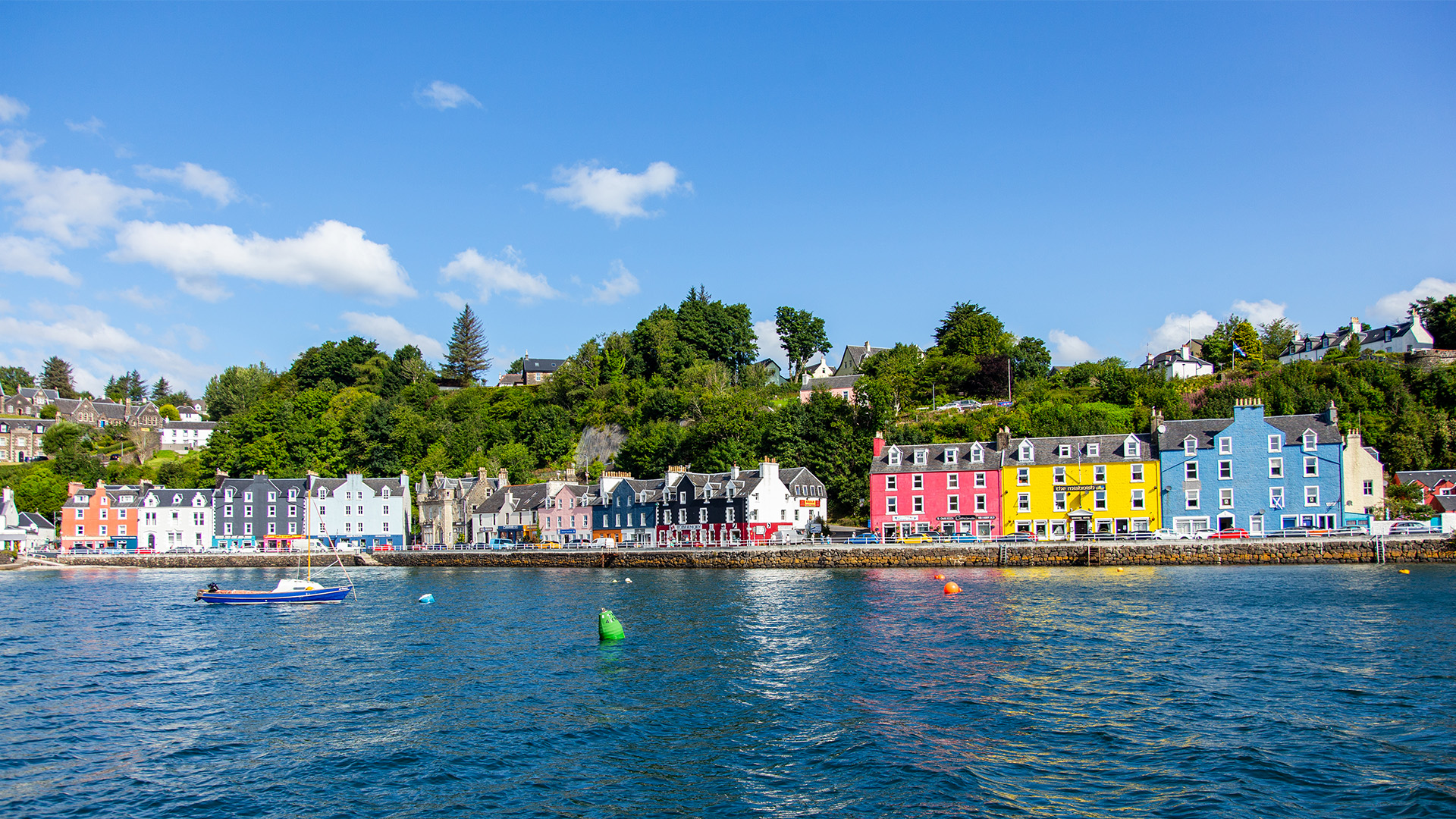 A sunny day at Tobermory port, Isle of Mull on a British Isles cruise