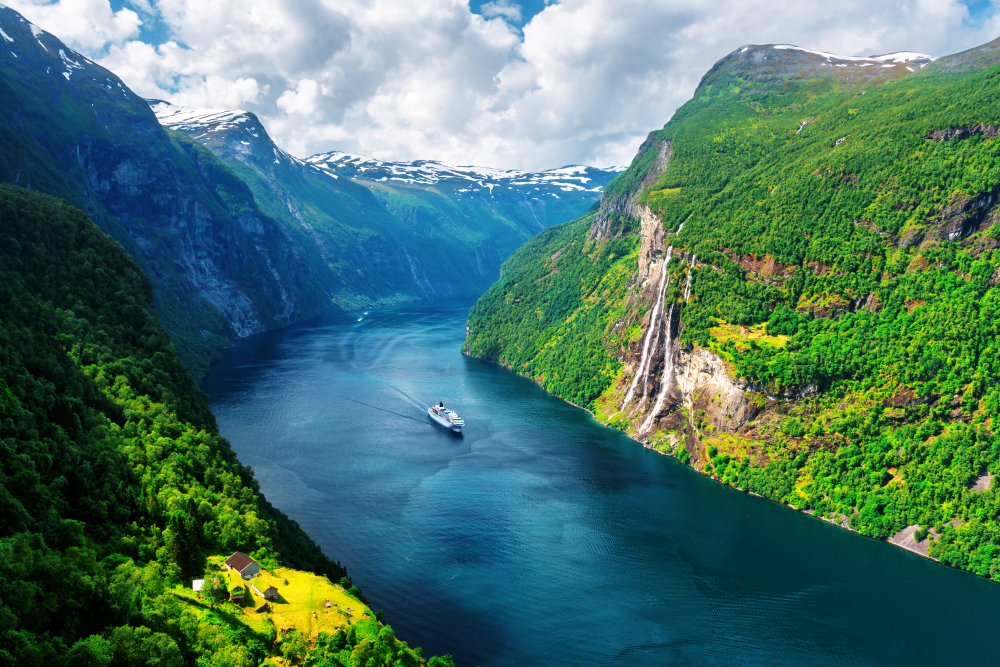 Cruise ship in fjords