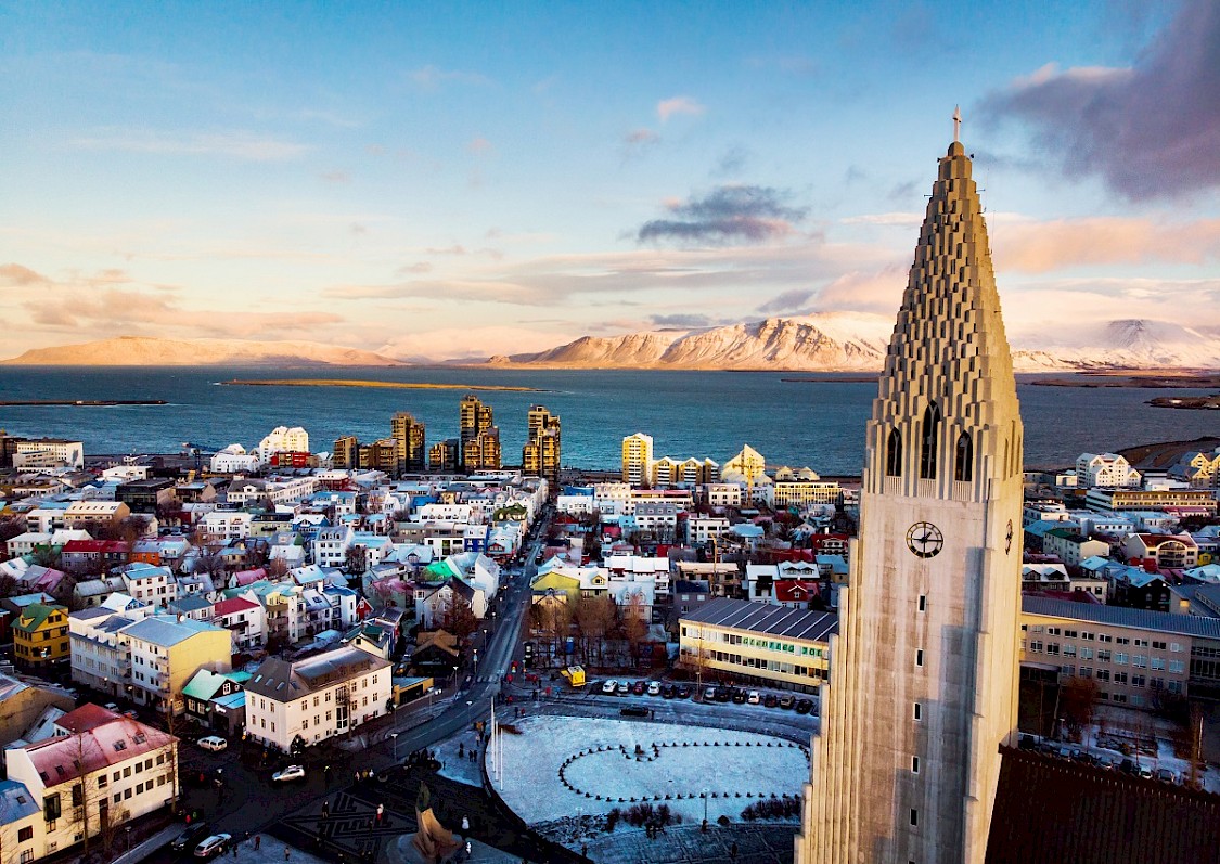 Hallgrímskirkja and view of Reykjavik