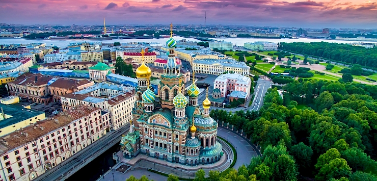 View over Church of Savior on Spilled Blood in St. Petersburg, Russia