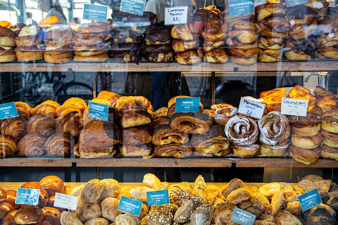 Fresh pastries in Torvehallerne Market, Copenhagen, Denmark