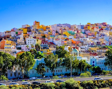 View of the colourful houses in Las Palmas, Gran Canaria