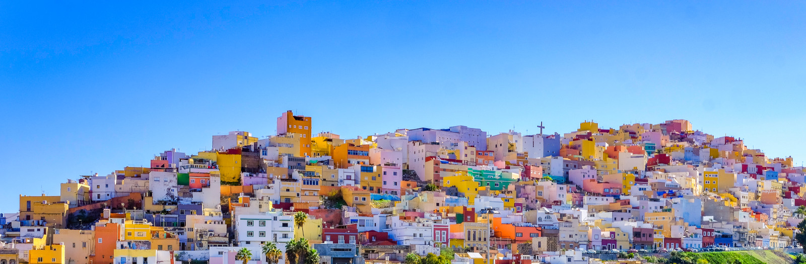 View of the colourful houses in Las Palmas, Gran Canaria