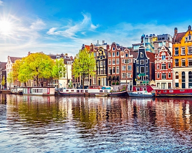 View of Amsterdam from a canal
