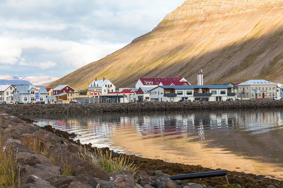 Water reflections in Isafjordur