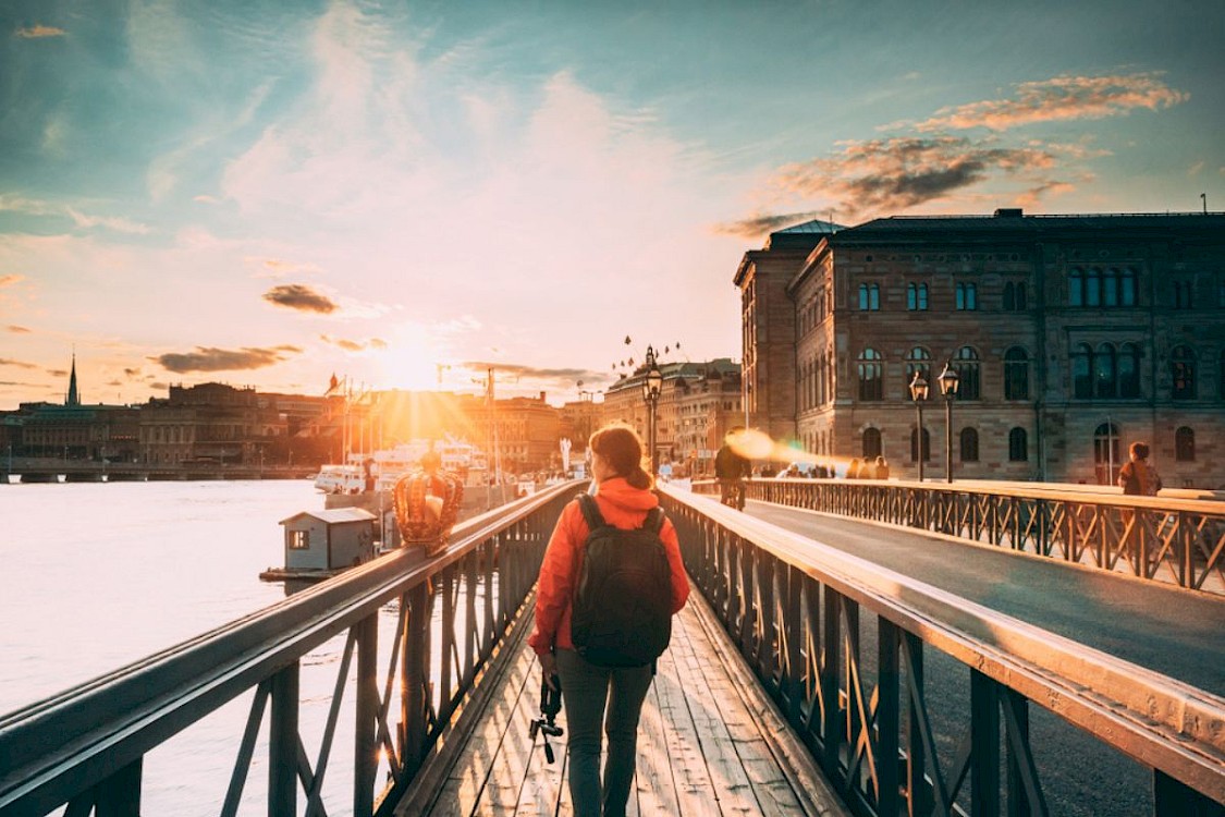Lady walking through Stockholm