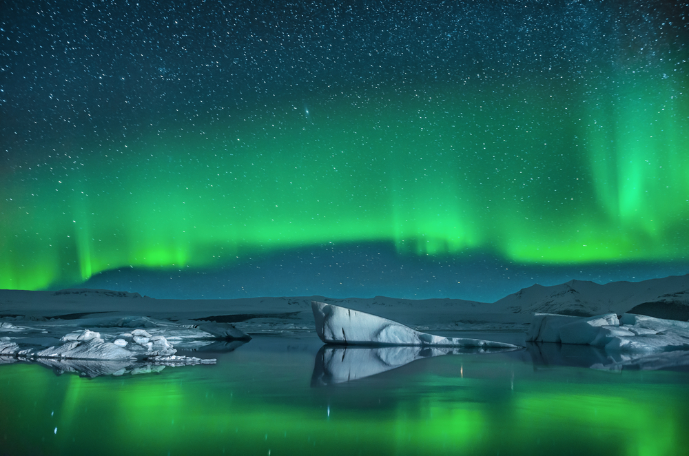 View of the Northern Lights in Greenland